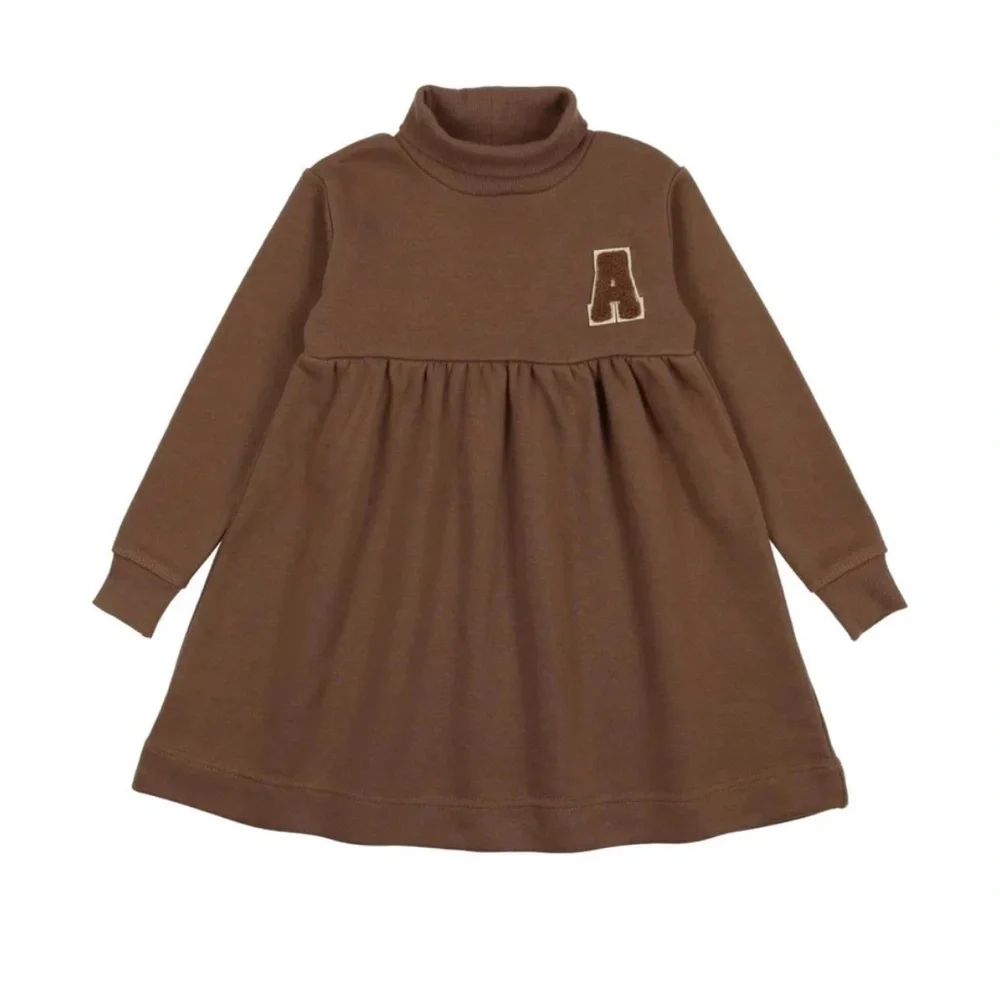 Lil Legs Toddler Girl Brown Turtleneck Sweatshirt Dress Size 2 | Trendy Neutral